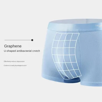 4pcs Boxer Shorts Men's Ice Silk Underwear Cool Underpants Breathable Sexy Thin Panties U Convex Lingerie Wholesale Lots L-6XL 5