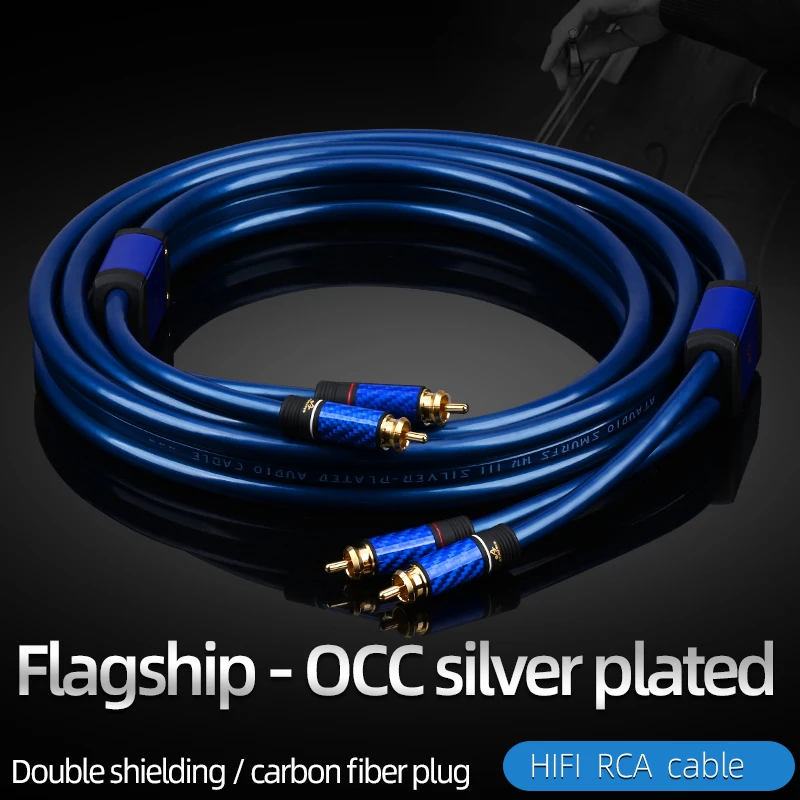 HiFi OCC RCA Cable Hi-end OCC Silver Plated 2RCA to 2RCA Audio Cable Male to Male for CD Amplifier DAC