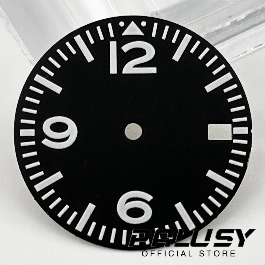 Nh35 29mm Black Sterile Watch Dial Green Luminous Watch Face for NH35/NH35A/4R/7S Movement Replacement Parts
