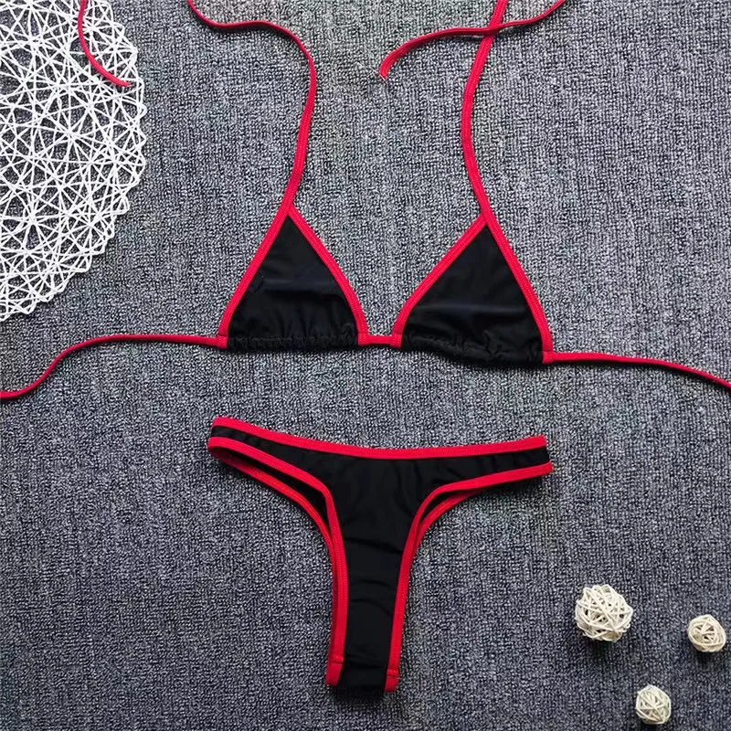 Maillot de bain deux pièces pour femmes, ensemble bikini sexy, soutien-gorge push-up rembourré, string, vêtements de plage