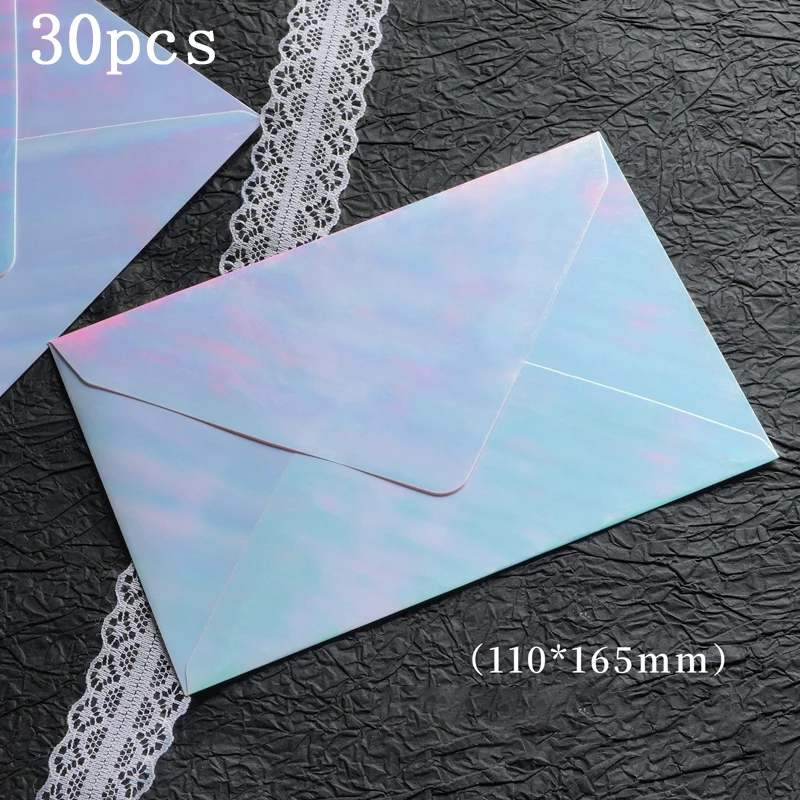 30pcs 16.5x11cm Colorful Envelopes for Wedding 120g Laser Paper Invitation Small Business Stationery Supplies Storage Bag