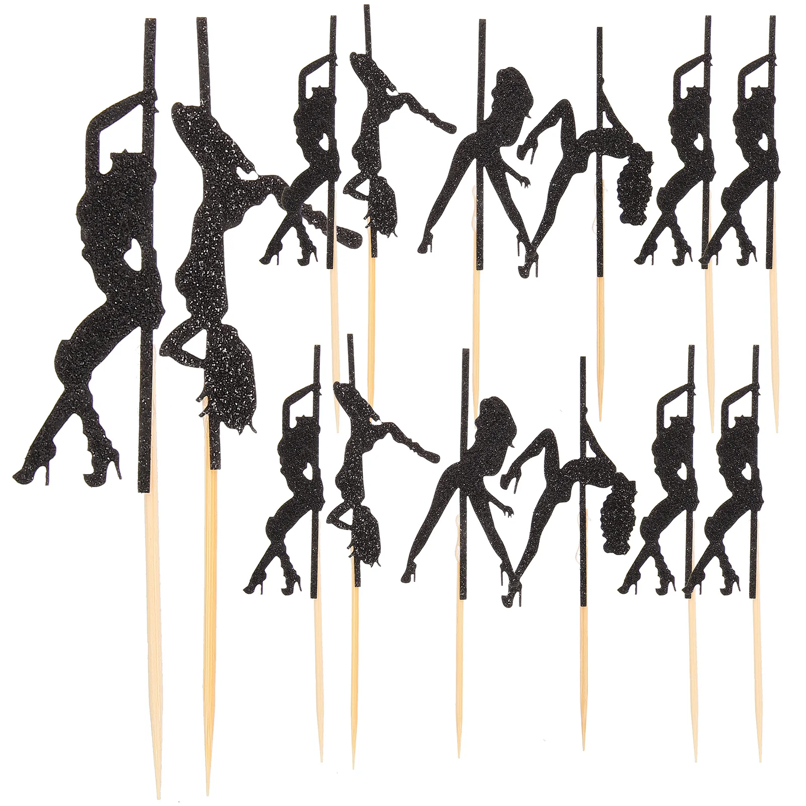 

24pcs Cake Decorative Supplies Pole Dancing Shaped Inserts for Birthday Bachelorette Party Wedding Cake Toppers Dessert Ornament