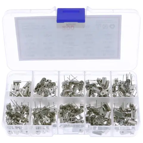 200pcs 10Values HC 49S Quartz Resonator DIP Oscillator Assorted Kit 4MHz 6MHz 8MHz 12MHz 16MHz 24MHz 25MHz 48MHz 2Pin