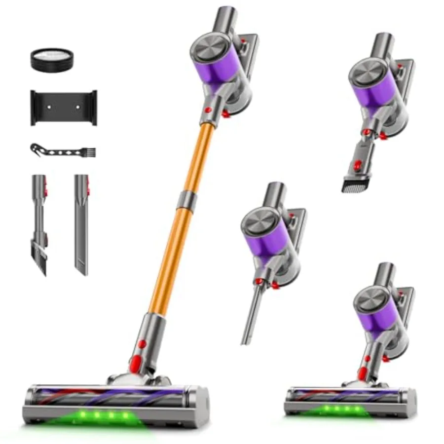 Cordless Stick Vacuum Cleaner 40Kpa Powerful Suction Vacuum Cleaner with LED Headlight Detachable Battery 8-in-1 Lightweight Ha