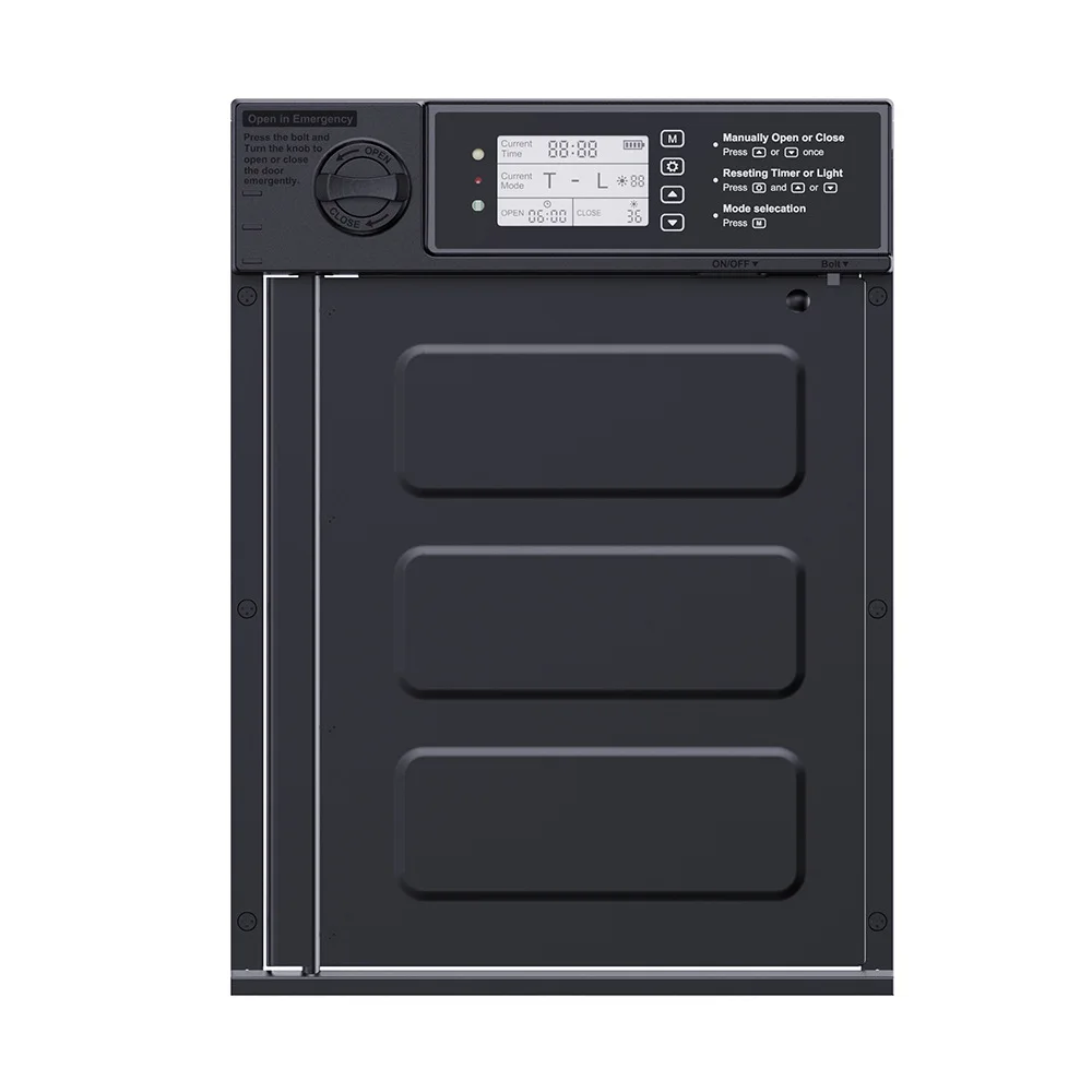 

Chicken Coop Door Leaf Type Chicken Coop Door Solar Charging Battery Life Chicken Door with Remote Control Light Sensing Alarm