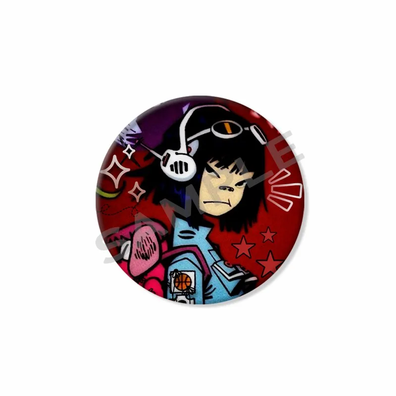 Virtual Singer Gorillaz Band Lapel Brooch Round Enamel Pin Russel Hobbs Murdoc Niccals 2-D Noodle Cartoon Badge Bag Accessories