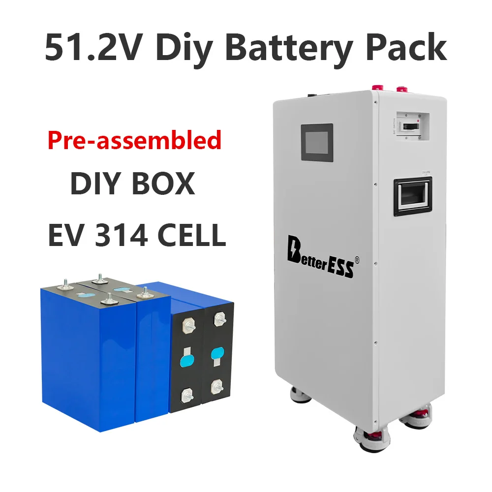 

DIY 48V LiFePO4 Battery Box Case with EV 314AH JK 16S 200A Smart BMS 2A Active Balancer 4.3 inch LCD Home Energy Storage System