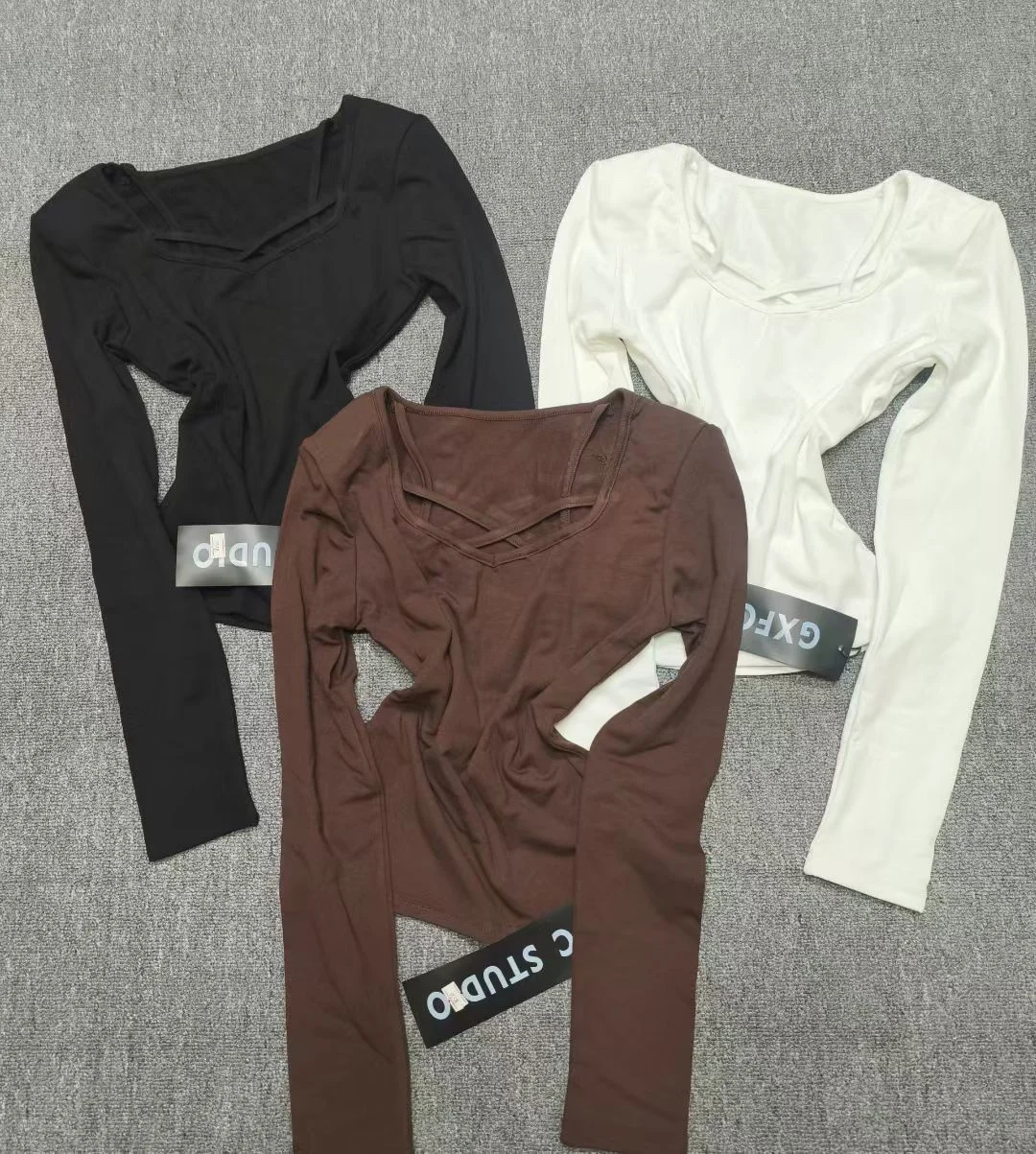 

ort Svel Women's T-irt Korean Sle Commute Pure Color oulder Pad Winter Thiened Cotton V-ne Inner Wear