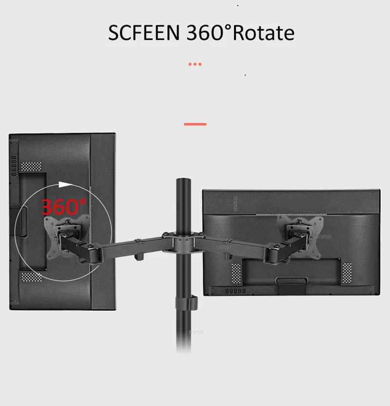 800mm T902-180 10"-27" Monitor-Tischständer Vollbeweglich 360 Grad Stahlhalterung Klemmsockel Monitorhalterung LCD-Halterung 0-11kg – Detail 7