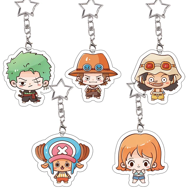 

One Piece Acrylic Keychain Roronoa Zoro Kawaii Nami Anime Cartoon Tony Tony Chopper Usopp Keyring Bag Pendant Birthday Gift