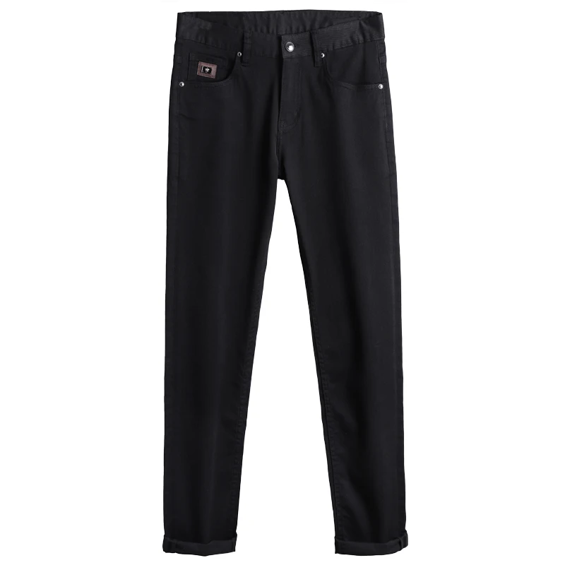 Pantalones vaqueros finos negros para hombre, pantalones elásticos de verano, suaves, transpirables y sencillos, combinan con todo, moda de lujo asequible, 2024