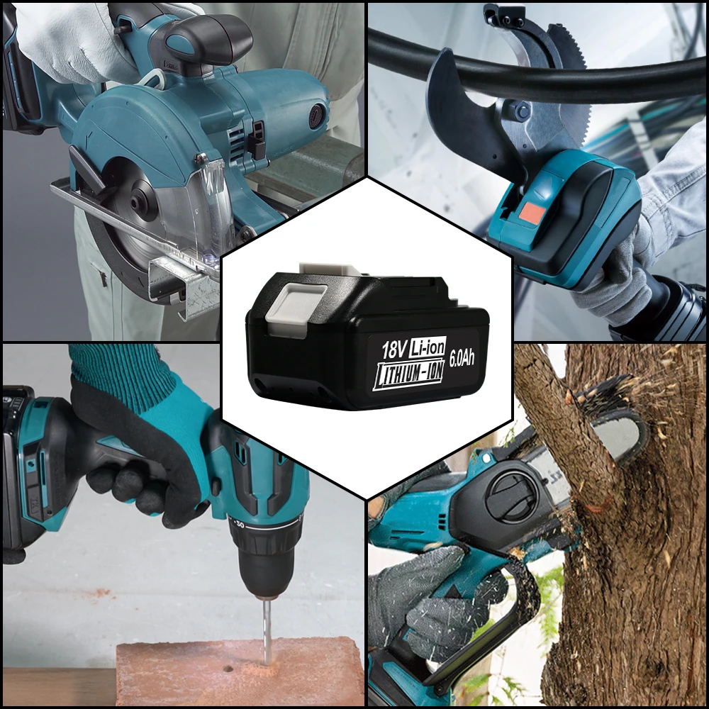 

для аккумулятора Makita 18 В, литий-ионной аккумуляторной батареи емкостью 6 Ач, порт зарядки электроинструмента Type-C, подходит для строительных инструментов