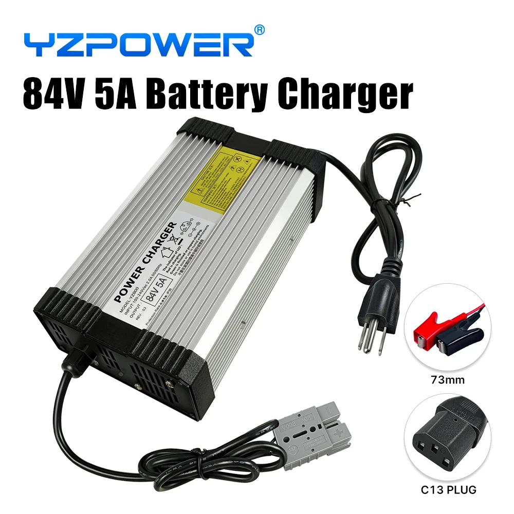 YZPOWER 84V 4A 5A 10A ładowarka litowa 20S 72V ładowarka szybkie ładowanie wejście 110-240Vac aluminiowa obudowa z wentylatorem chłodzącym