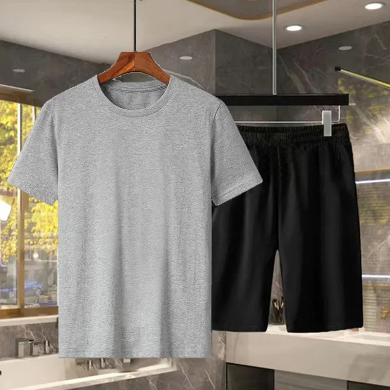 

Костюм спортивный мужской летний из 2 предметов, хлопок, футболка и точечные шорты, модная спортивная одежда с принтом