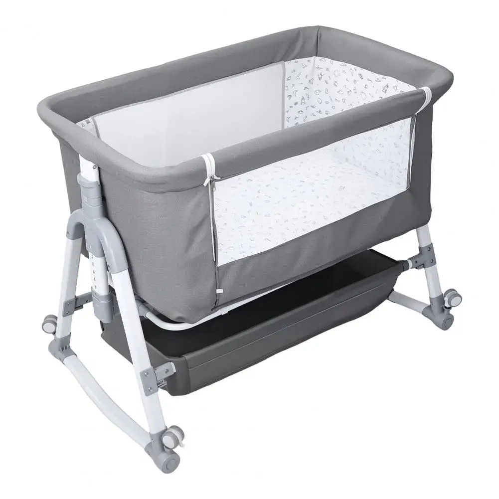 Baby Bedside Crib, 3 in 1 Bassinet with Large Curvature Cradle, Height Adjustable Bedside Bassinet, Movable Beside Bassinet with