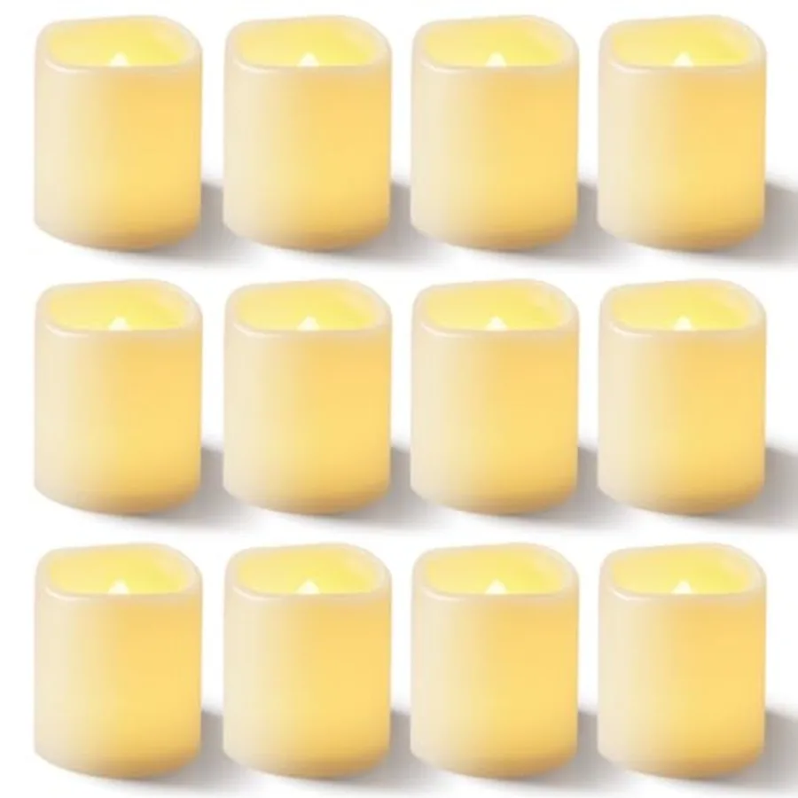 

Flickering Flameless Votive Candles, 200+Hour Electric Fake Candles, Battery Operated LED Tealight for Wedding, Outdoor, Table,