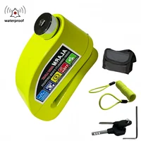 Cerradura de alarma impermeable para motocicleta, cerradura antirrobo de seguridad para bicicleta, bloqueo de freno de disco para bicicleta de montaña + bolsa + cuerda de recordatorio de 1,5 m