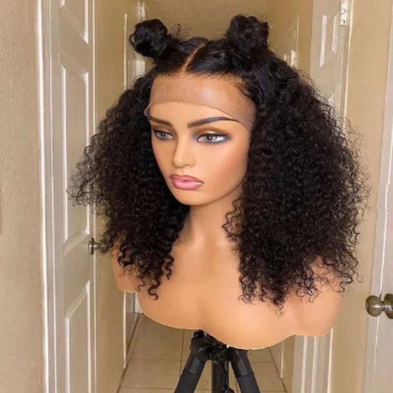 Long Natural Black 26'' 180%Density Deep Wave Curly Lace Front Wigs For Women With Baby Hair Preplucked Daily Wear Glueless Wigs