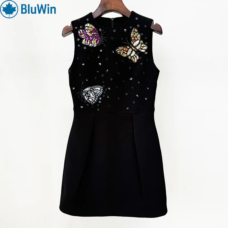 

BluWin Embellished Mini Dress - Sleeveless, A-Line Skirt, Party/Night Out