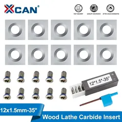 XCAN Carbide Insert 10pcs 12x12x1.5mm 35D Square Corners Insert Blade for Wood Lathe Turning Tool Helical Planer Cutter