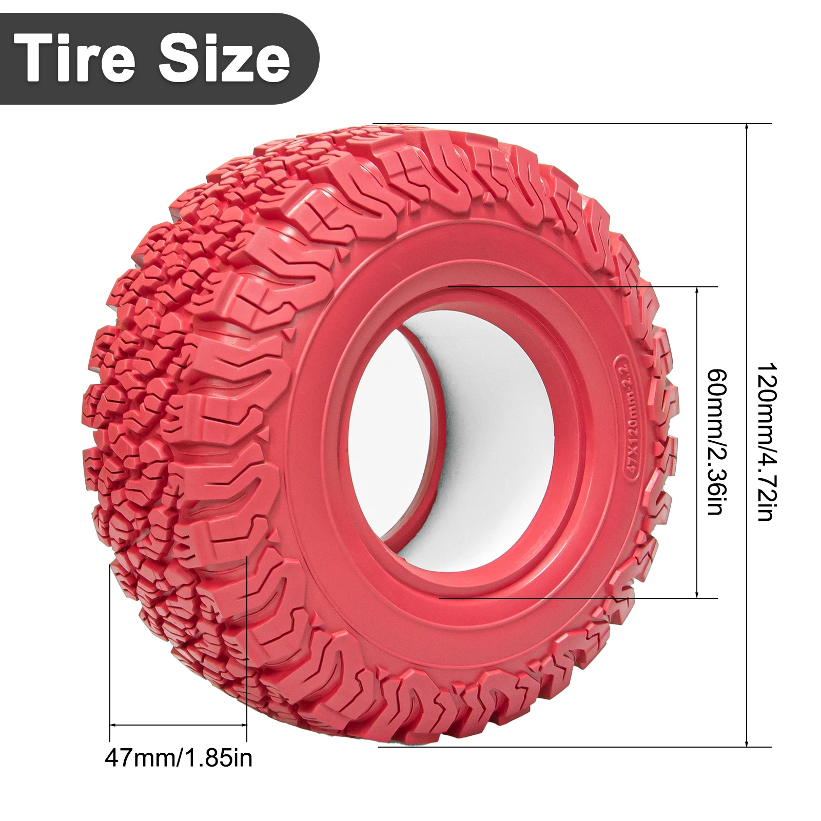OKHL 4개 2.2인치 부틸 고무 타이어 고밀도 스펀지 인서트 포함 1/10 RC 락 크롤러 휠 업그레이드 부품