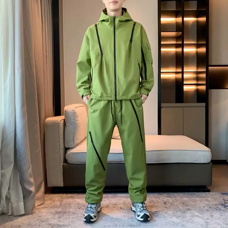 

Spring and Autumn New Fashion Trend Outdoor Sports Mountaineering Running Suit Men's Casual Loose Plus Size Two-piece Set