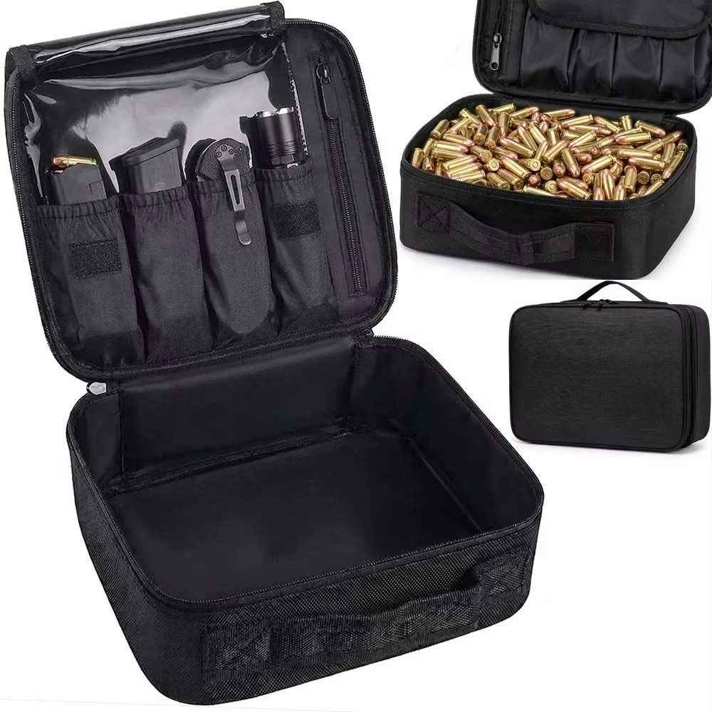 Tactical Pistol Case Gun Bag Ammo Storage Box Gun Transport Case Universal Handgun Carry Pouch EDC Holder for Hunting Shooting