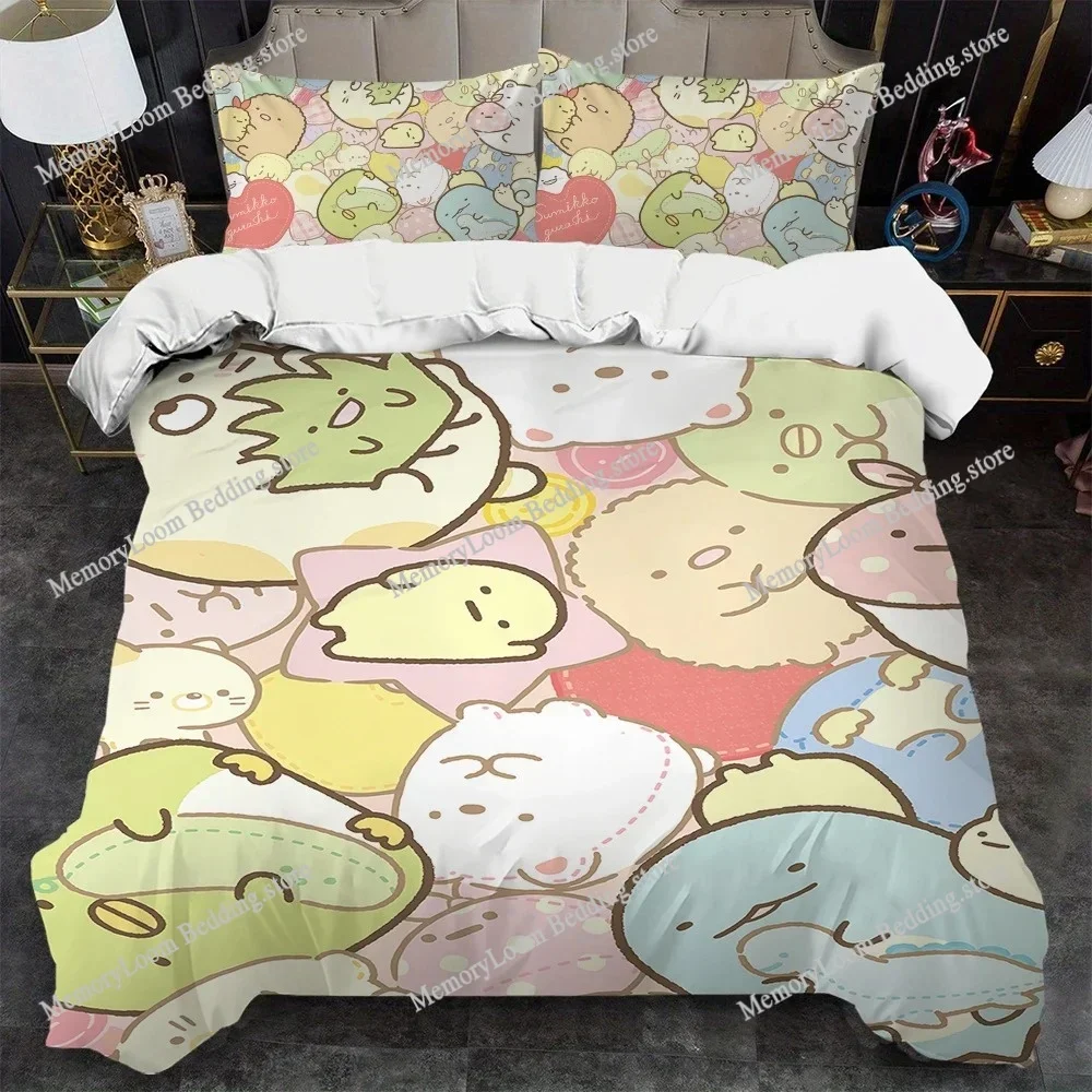 Cartoon S-Sumikko Cute G-Gurashis Duvet Cover Set Bedding Soft Laundry Cotton Bed Four Seasons Student Dormitory Luxury Gift029