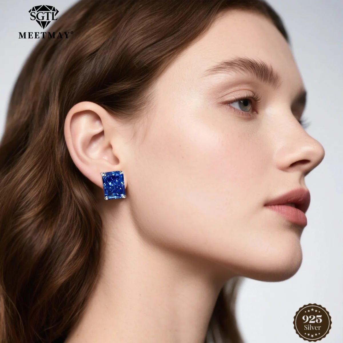 

S925 Sterling Silver Rhodium lated Earrings nlaid with Sparkling Tanzanite Simple Elegant Ideal for Gifting Daily Wear