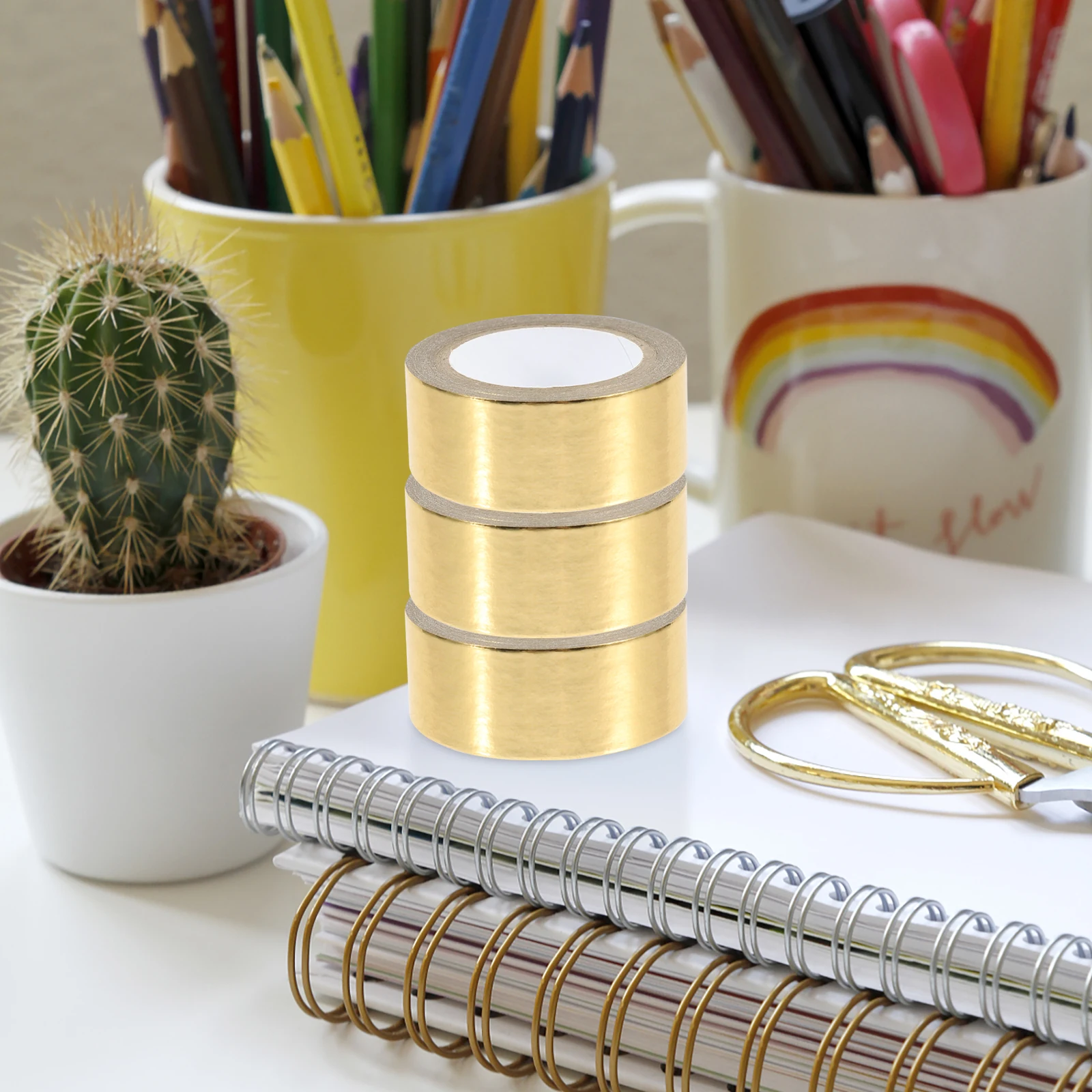 

3 Rolls Single Color Hot Stamping Washi Tape Thin Decorative Adhesive Crafts Paper Multi Purpose Journaling Supplies