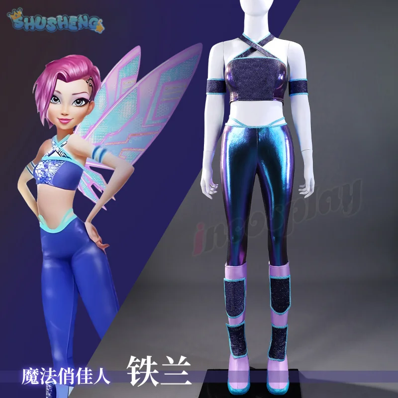 

Tecna Cosplay Costume Anime Game New Tecna Leather top tight pants suit Halloween Christmas men women sexy full set uniform
