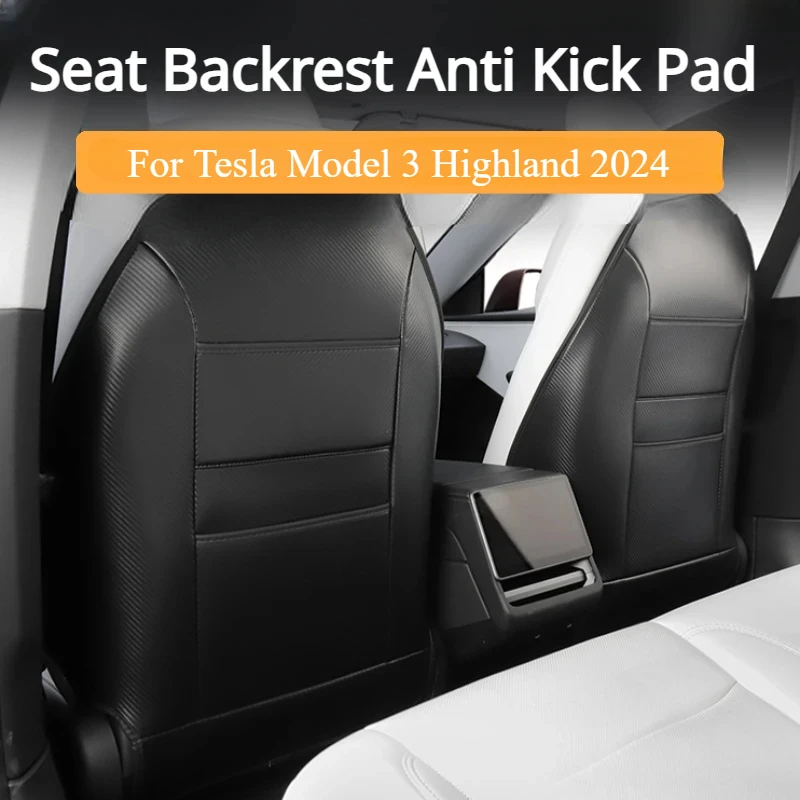 

Seat Anti Kick Pad for Tesla Model 3 Highland 2024 Ultra Fiber Leather Rear Backrest Protective Pad Car Decoration Accessories