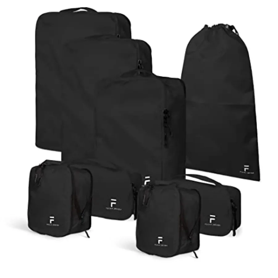 

8 Piece Compression Packing Cubes Set - Double Ccity Design for Travel - Small Medium Large Sizes - Carry-On Suitcase Organizer