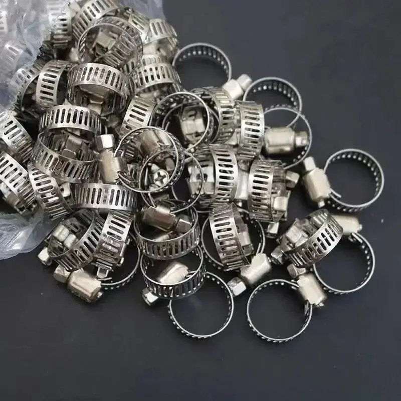 50/10PCS Edelstahl Einstellbare Schlauch Klemmen Schneckengetriebe Pip Rohr Werkzeuge Clamp Anziehen Ringe Wasserhahn Wasser Rohre befestigungen