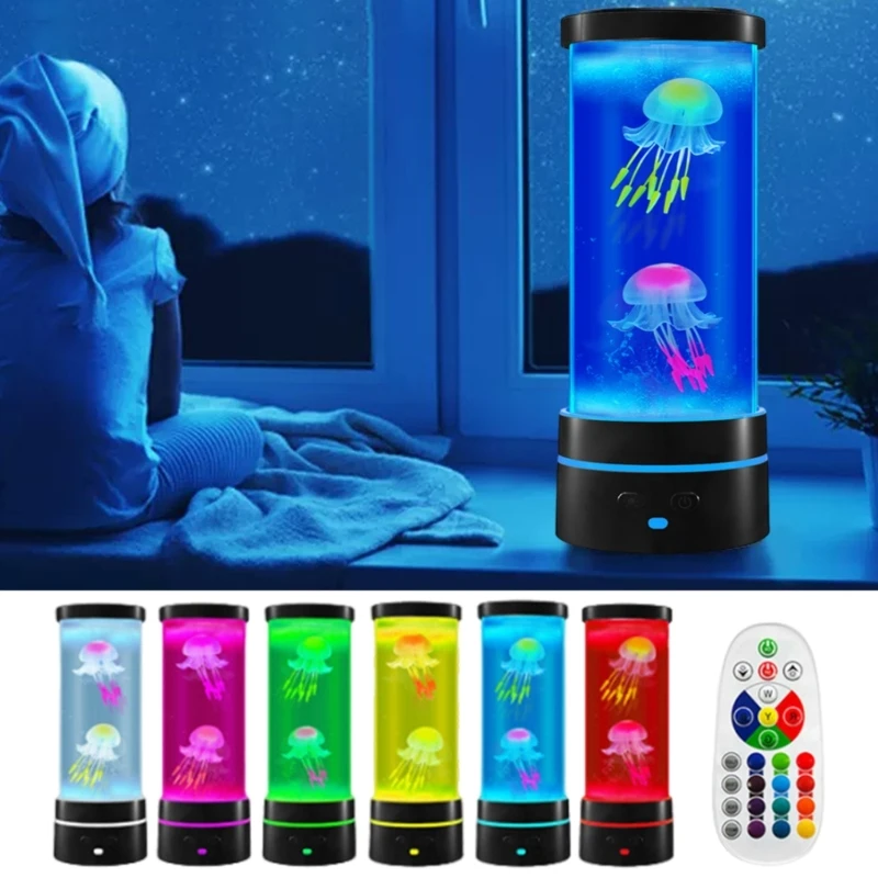 LED แมงกะพรุนตารางโคมไฟ LED ไฟกลางคืน 17 สีพิพิธภัณฑ์สัตว์น้ำเปลี่ยนโคมไฟอารมณ์สำหรับบ้านสำนักงานห้องเดสก์ท็อป