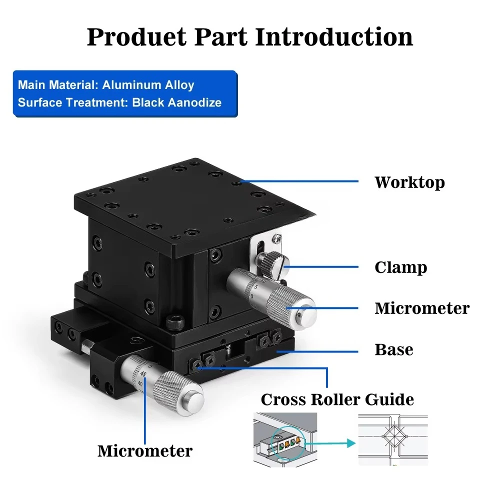 XZ25 Multi-axis 25*25mm Aluminum Alloy Positioning Optical System Linear Ball Guide Manual Stage 1kgf Load Capacity