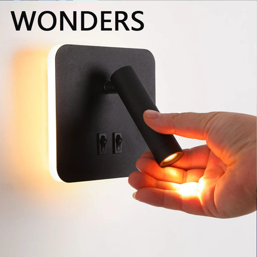 

Креативная настенная лампа, современные прикроватные светильники для чтения, новые светодиодсветодиодный вращающиеся регулируемые светильники бра, домашний декор, бра с переключателем светильник на стену