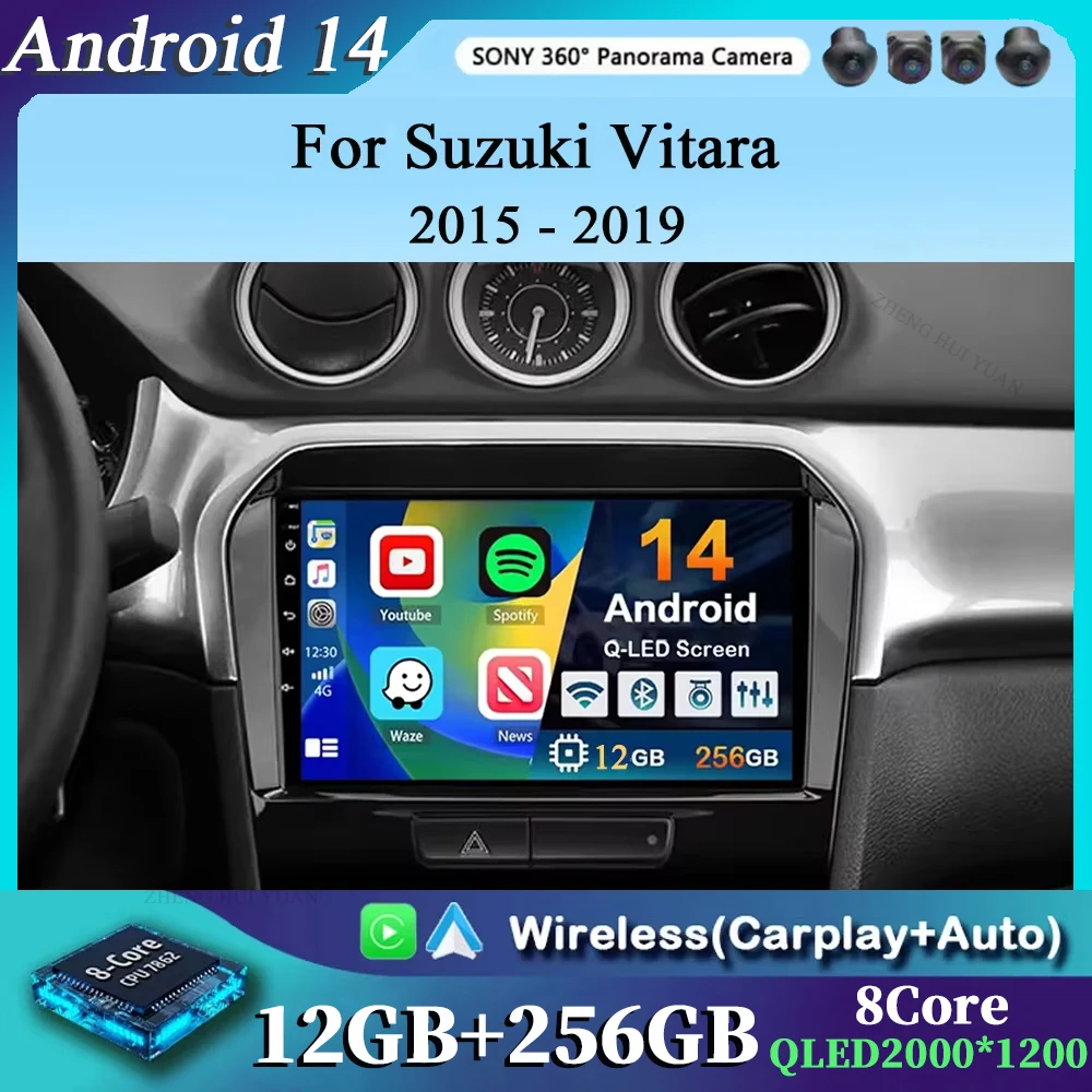 Android 14 Auto Carplay Stereo Voor Suzuki Vitara 2015 2016 2017 2018 2019 Auto Radio Multimedia Video Speler Navigatie Gps Wifi