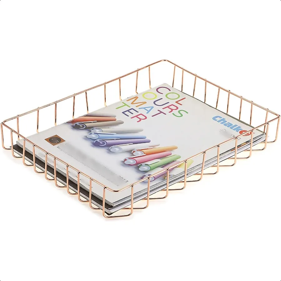 

KY Multipurpose A4 File Tray Wire Desk Tray Organizer Elegant Letter Size Desk Documents Trays Magazine Files Storage Basket Or