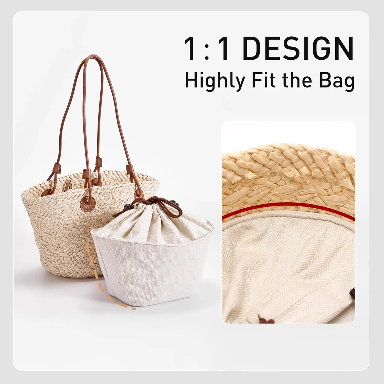 [Bag not include] Purse Organizer Insert for Loewe Small Anagram Basket Bag, Canvas Bag Organizer with Drawstring Top Closure