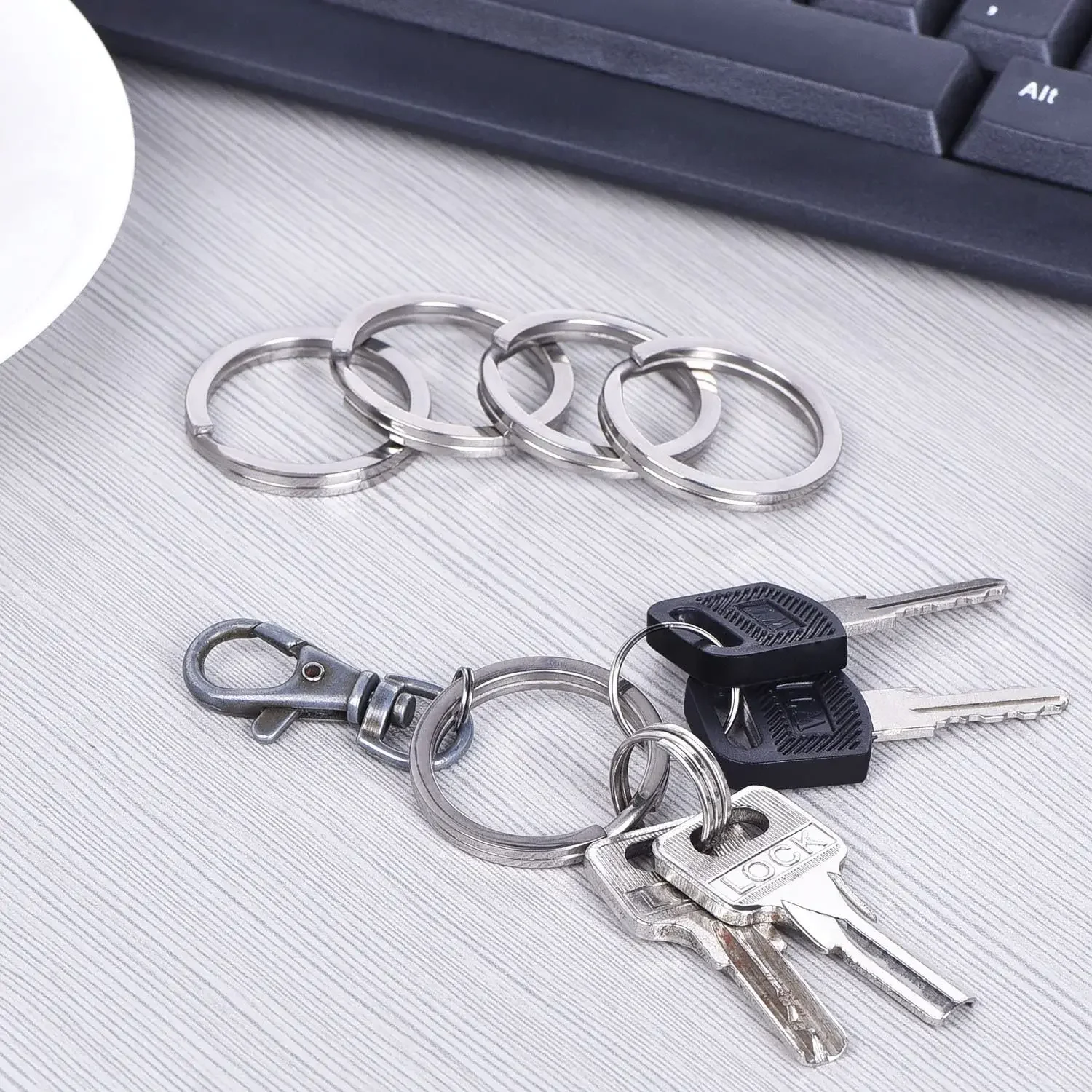 20pcs Silver Plated Metal Blank Keyring Keychain Split Ring Keyfob Key Holder Rings Women Men DIY Key Chain Key Ring Accessories