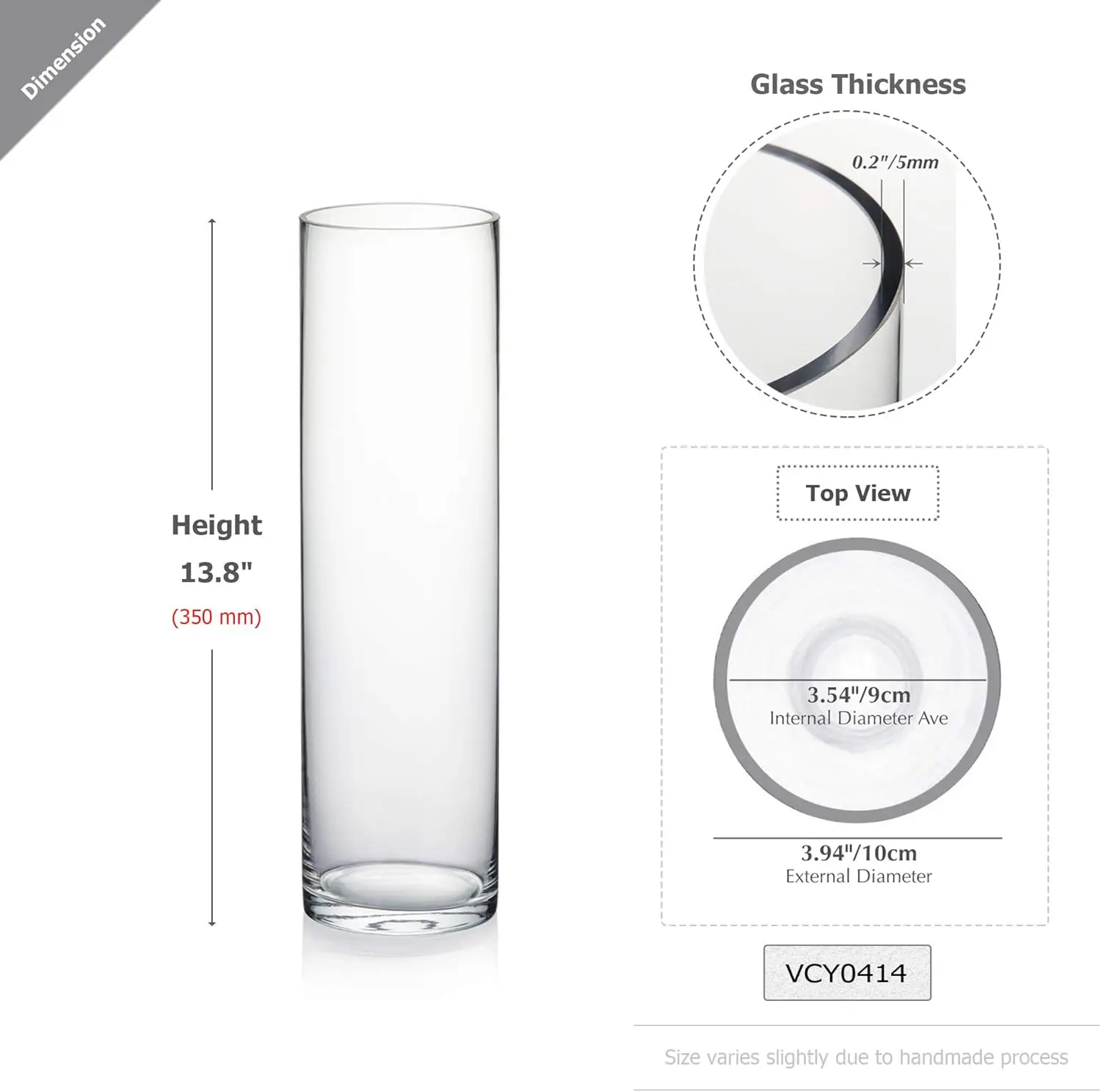 Quality Thick Weighted Tall Clear Cylinder Glass Vases, 4