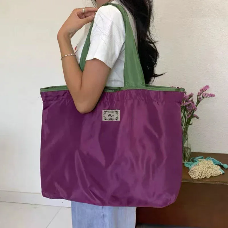 Foldable Shoulder Bag Fashion Waterproof Large Capacity Shopping Bag Storage Bag