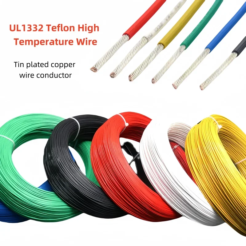 5/10M UL1332  PTFE Wire  Plastic Insulated 30/28/26/24/22/20/18/16/ 10AWG FEP For 3D Printer High Temperature Electron Cable