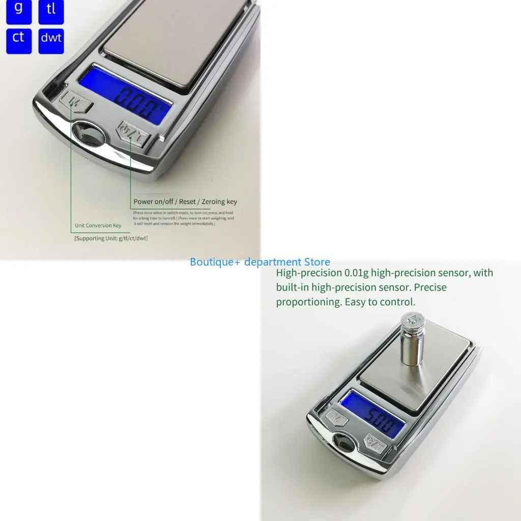 E1PD High Accuracy 200G 0.01G Digital Pocket Scale with LCD Backlights Car Designs for Jewelry Gold Powder Tea