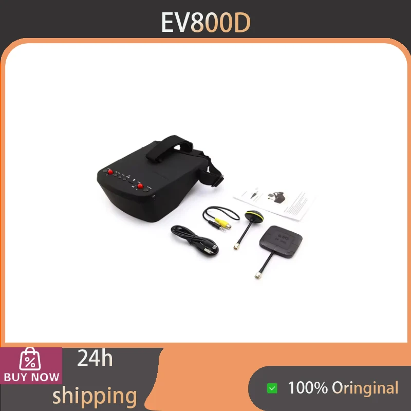 EV800D FPV Goggles, 5.8G 40CH Diversity Receiver, 5 Inch 854*480 Display Built-in DVR, RC Drone Video Headset with Head Strap &