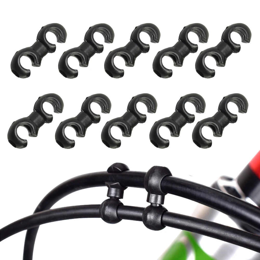 10PCS S Shaped Bicycle Brake Lines Hose Hook Clips Bike Cross Cable Tidy Ties Holder Guid Hose Buckle Clip Bike Accessories