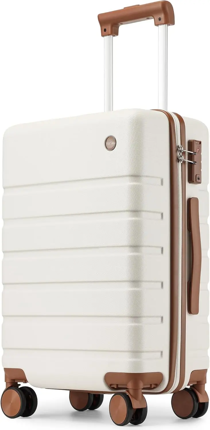 

20-дюймовый жесткий чемодан для ручной клади, одобренный авиакомпаниями, с колесами-спиннерами, замком TSA, белый, маленький дорожный чемодан