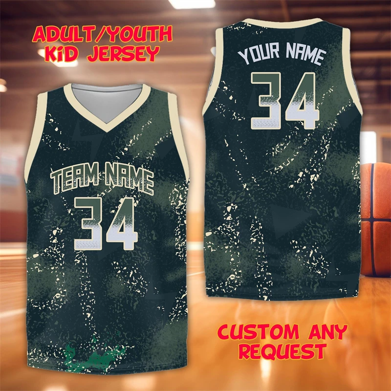 

Fashion V Neck Personality Basketball Jersey Summer Trendy Sportswear Custom Name Team Name Number Tank Tops Casual Loose Tops