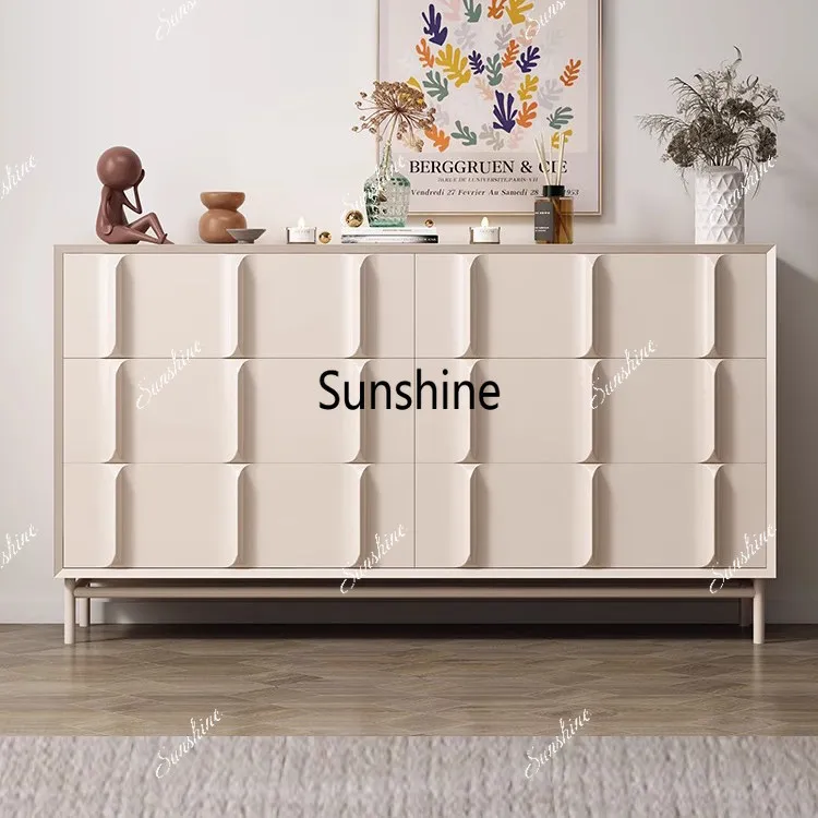 

French solid wood dining side cabinet simple modern locker villa living room tea cabinet